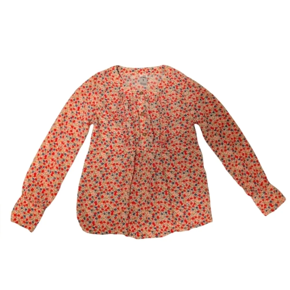 NWOT Carter's Girls Colorful Cotton Floral Kids Shirt Red and White Size 5.